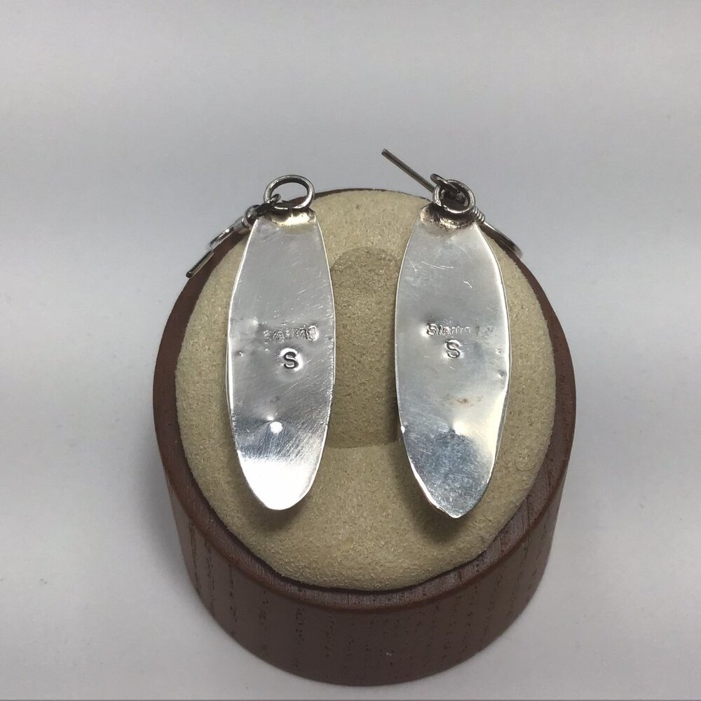 Sterling Silver Native American Multi Stone Inlay Earrings 2” - Picture 4 of 11